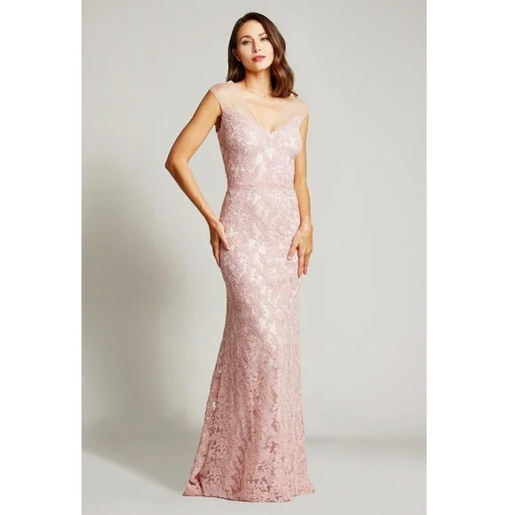 Tadashi Shoji | Dresses | Tadashi Shoji Illusion Vneck Lace Trumpet Dress  Nwt | Poshmark